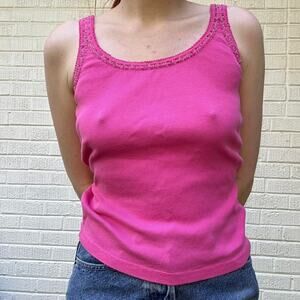 Newport News Vintage 90's Pink Beaded Tank Top